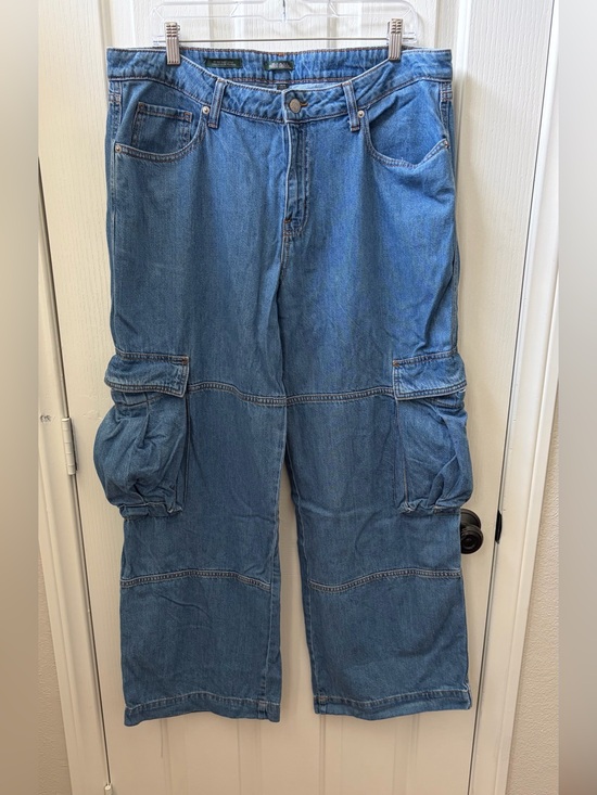 wild fable Denim - Women's Blue Denim Cargo Pants - Classic Utility Style